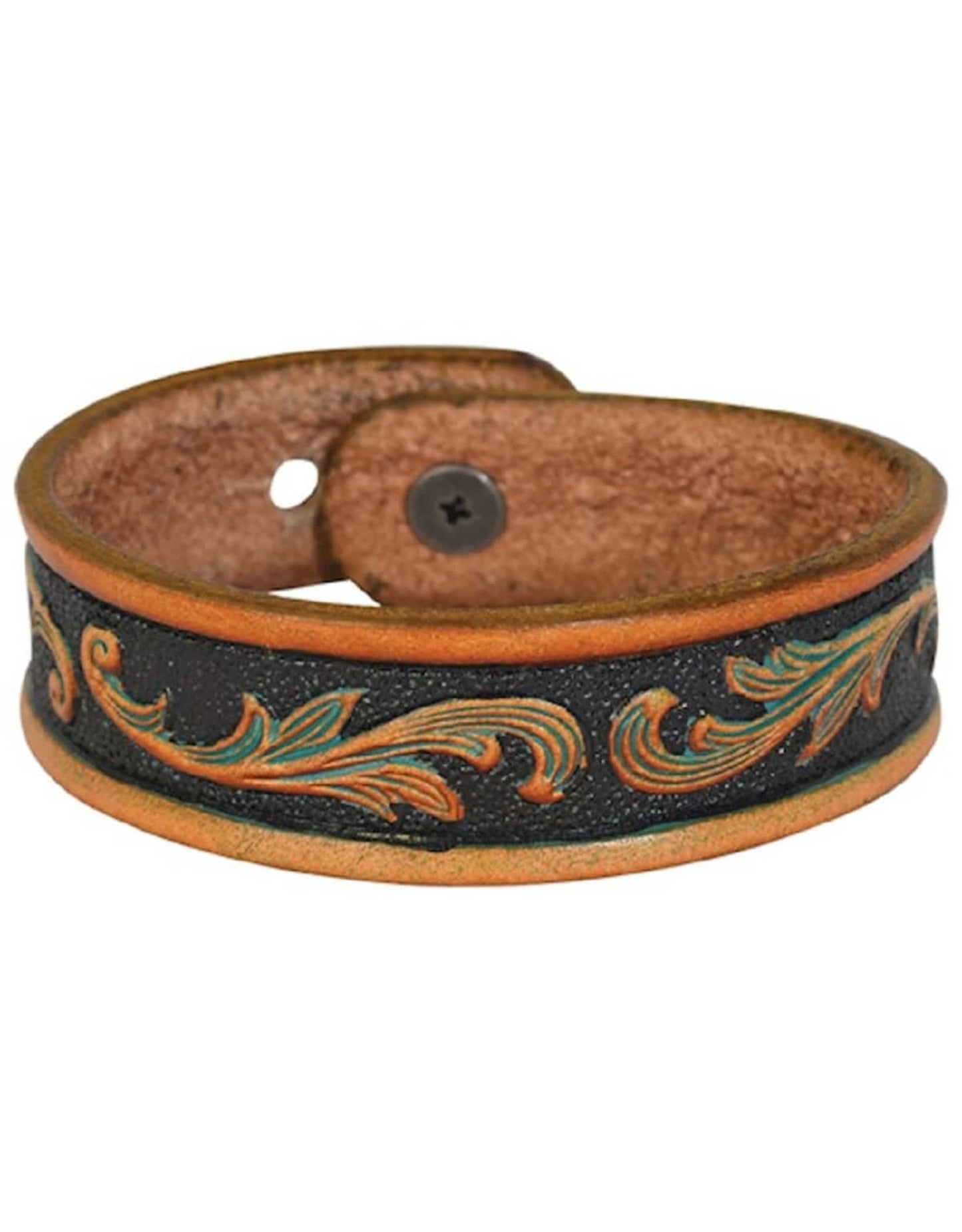 Justin Justin Tooled Gold/Brown Leather Bracelet