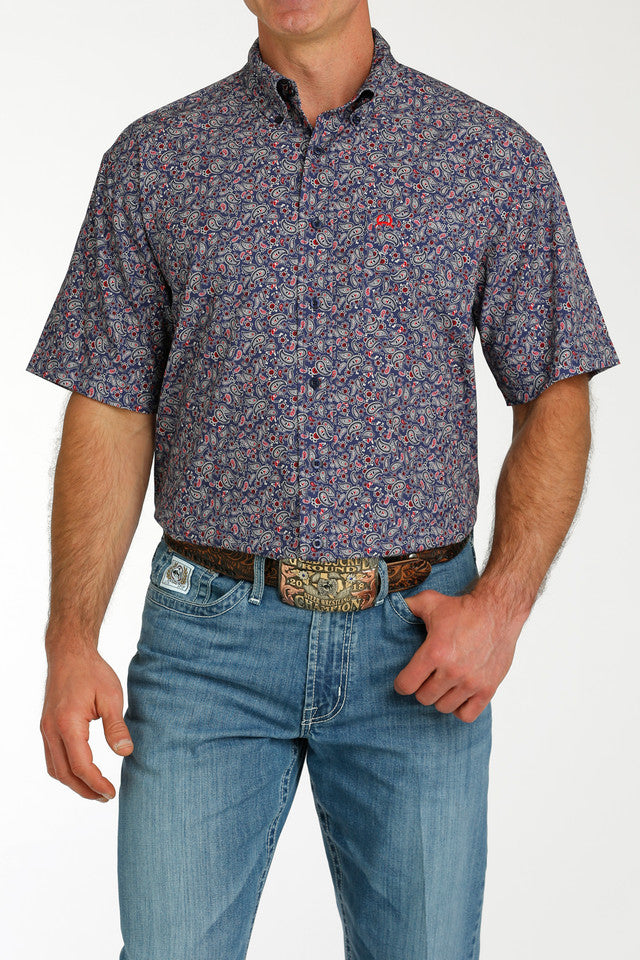 Cinch Men's Short Sleeve Arenaflex - Navy
