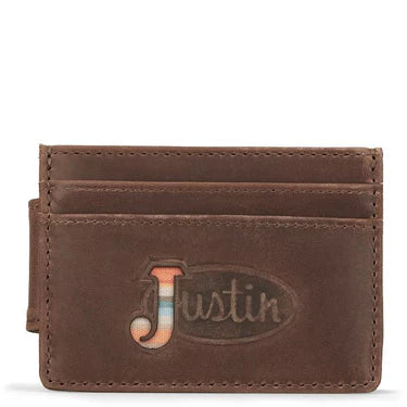 Justin Card Wallet with Serape Logo and Magnet Clip