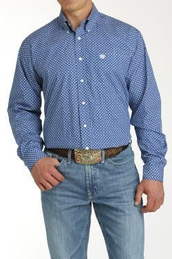 Cinch Men's Long Sleeve Button-up PRINT - Royal Star