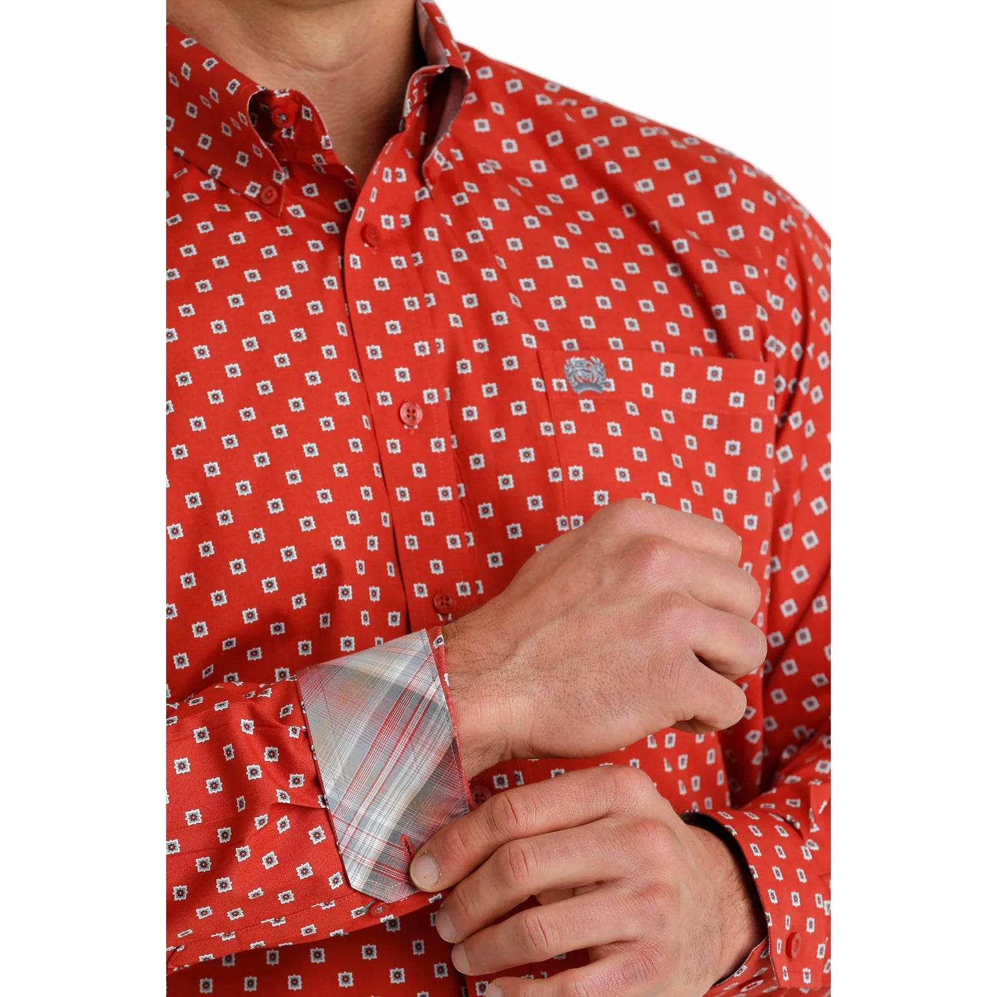 Cinch Men's Long Sleeve PRINT - Red Diamond