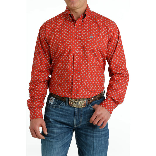 Cinch Men's Long Sleeve PRINT - Red Diamond