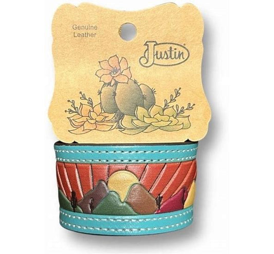 Justin Sunset Desert Scene Tooled Snap Closure Bracelet