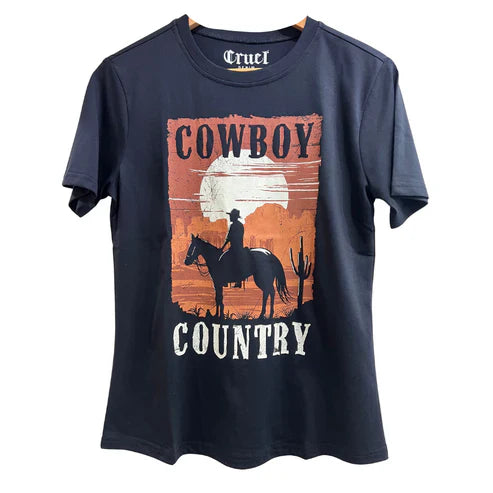 Cruel Denim Women's Black "Cowboy Country" Graphic Tee