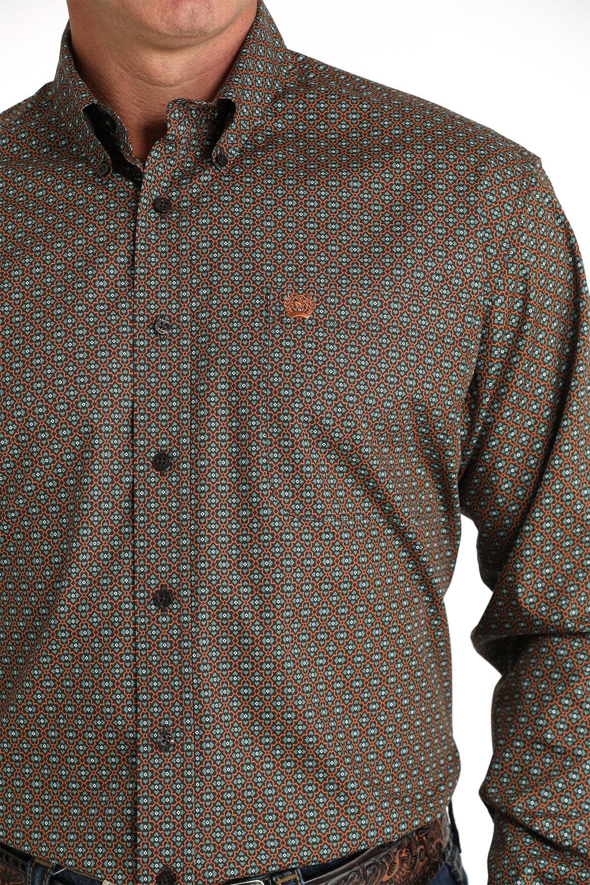 Cinch Mens Long Sleeve - Brown Print