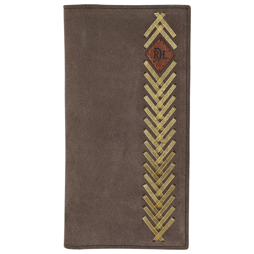 Red Dirt Hat Co Rodeo Wallet Taupe Roughout and Rawhide Stitch